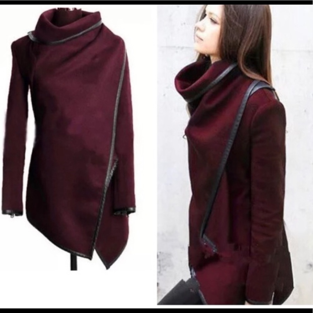 Wine 🍷 Red  military style wrap jacket
